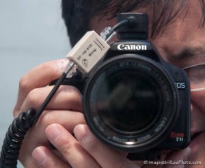 Modified remote Canon flash cable with ethernet connectors.